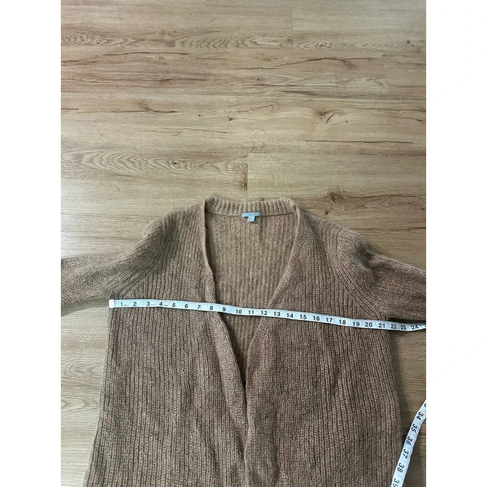 COS Womens M Long Mohair Wool Blend Cardigan Sweater Open Front Camel Brown